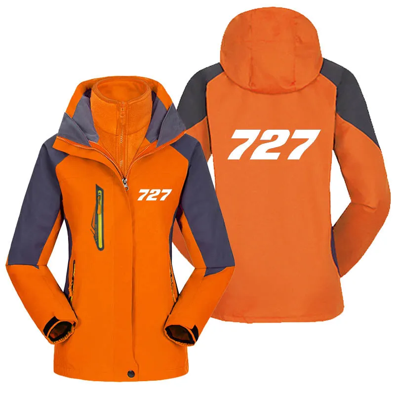 727 Flat Text Designed Thick "WOMEN" Skiing Jackets