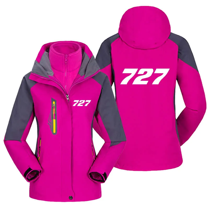 727 Flat Text Designed Thick "WOMEN" Skiing Jackets