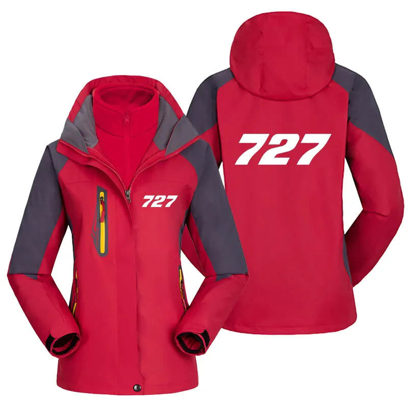 727 Flat Text Designed Thick "WOMEN" Skiing Jackets