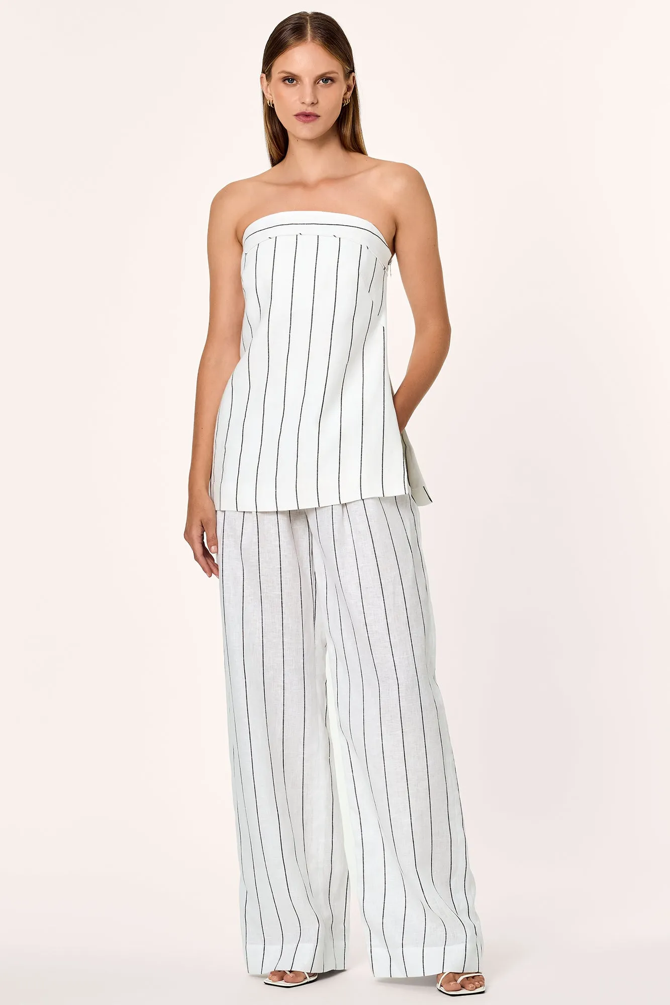 Anamika Strapless Top - Milk Black Pinstripe