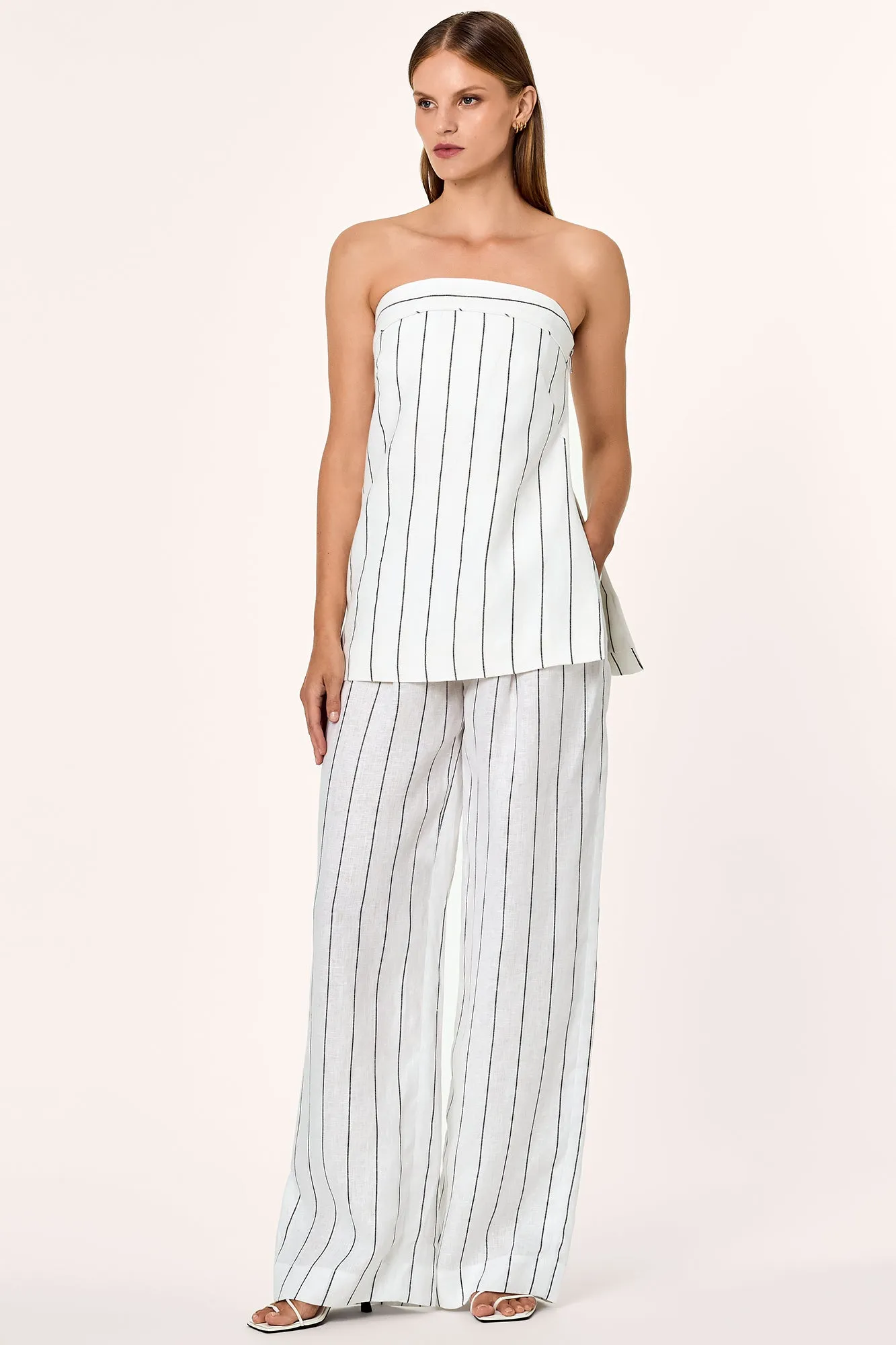 Anamika Strapless Top - Milk Black Pinstripe