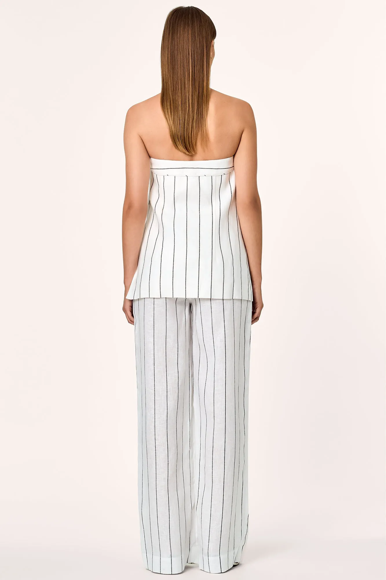 Anamika Strapless Top - Milk Black Pinstripe