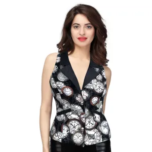 Anemone Steampunk Clock Print Waist Coat