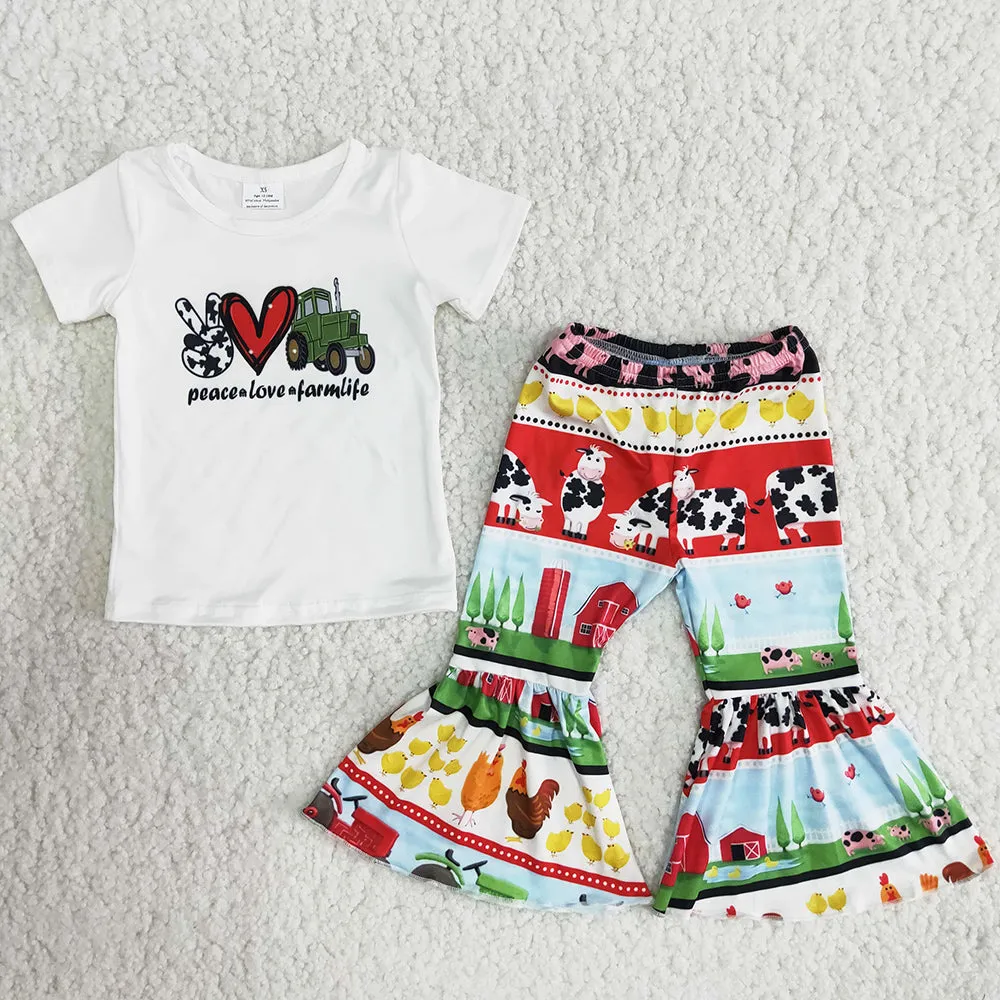 Baby Girls Clothing Bell Bottom Toddler Outfits Boutique Girls Clothing Sets Wholesale B13-4