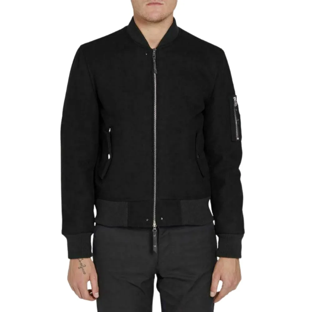 Battlestar MA-1 Black Wool Baseball Varsity Jacket