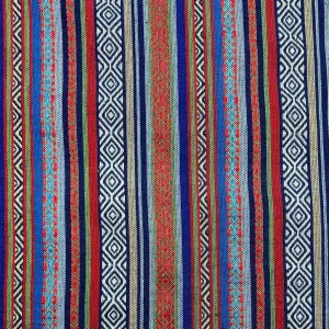 Blue Stripes Tribal Print Recycled Jacquard Fabric