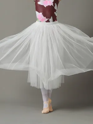 Breathable Ballet Skirts Ballroom Solid Tulle Women's Training Performance High Polyester Chiffon