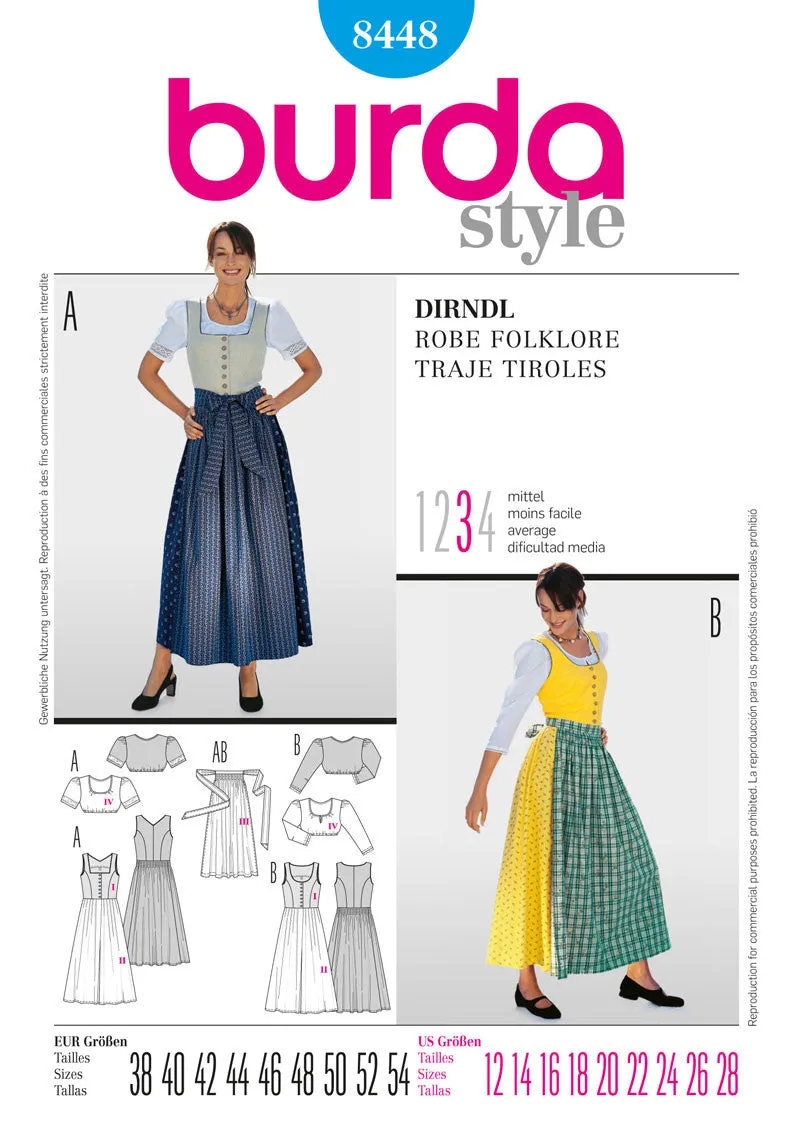 Burda 8448 Dirndl Dress Pattern