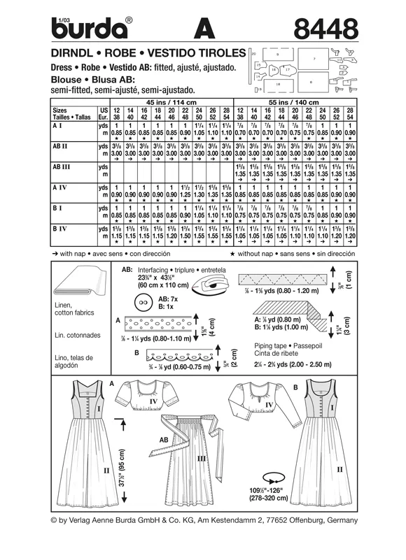 Burda 8448 Dirndl Dress Pattern