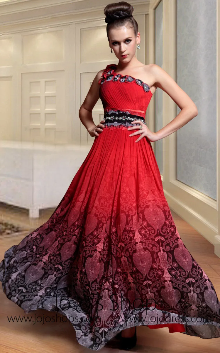 Carmen Red Spanish One Shoulder Evening Gown