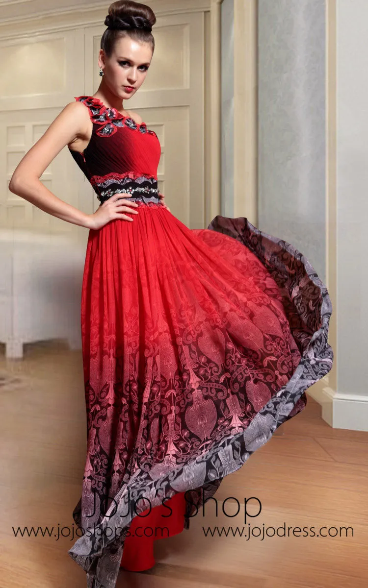 Carmen Red Spanish One Shoulder Evening Gown