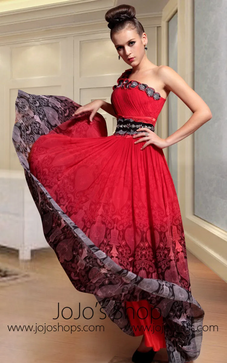 Carmen Red Spanish One Shoulder Evening Gown