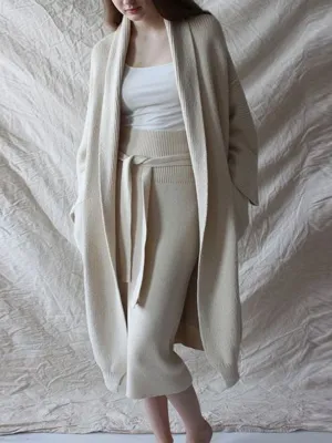 Casual Long Sleeve Lapel Knit Cardigan Jacket