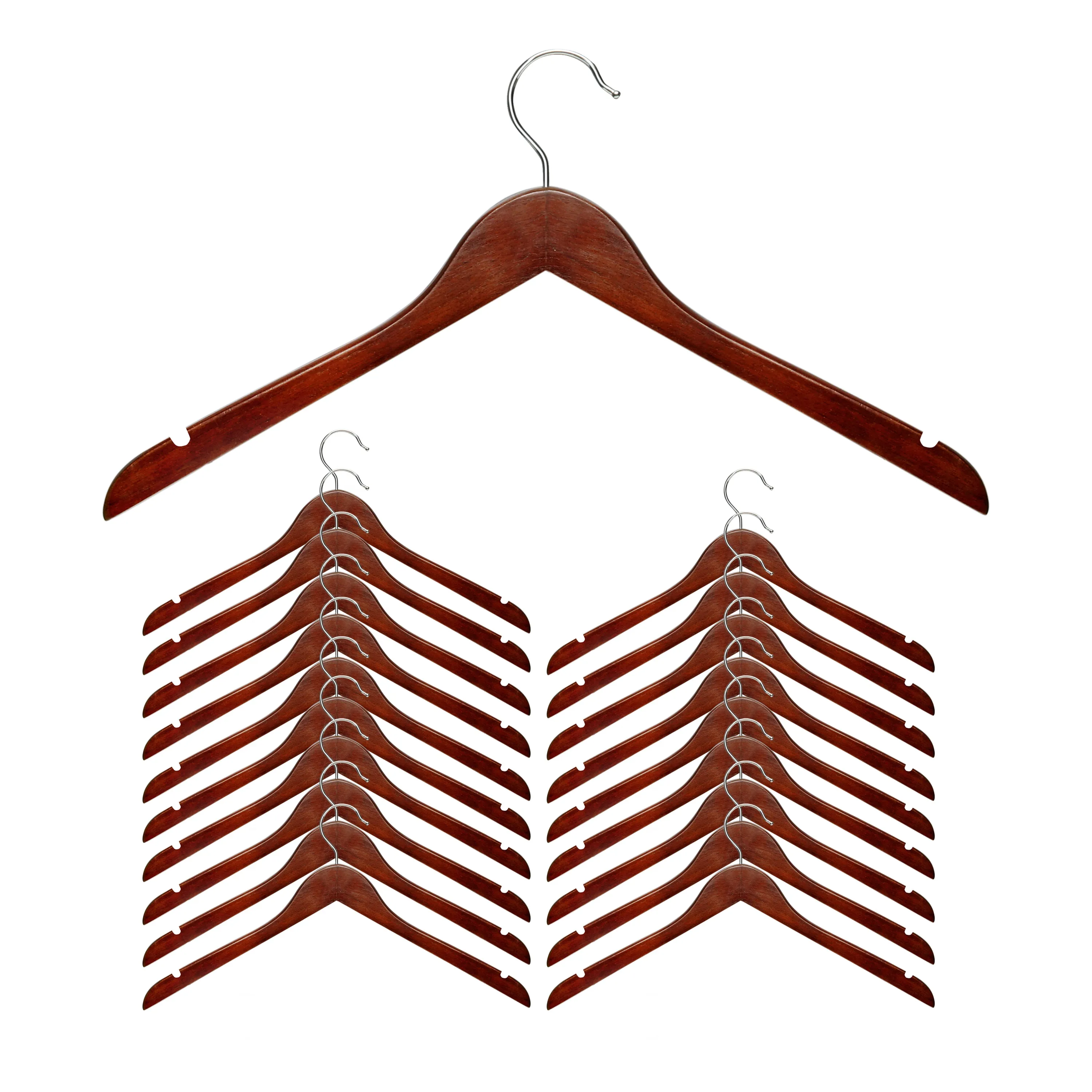 Cherry Finish Wood Shirt Hangers (20-Pack)