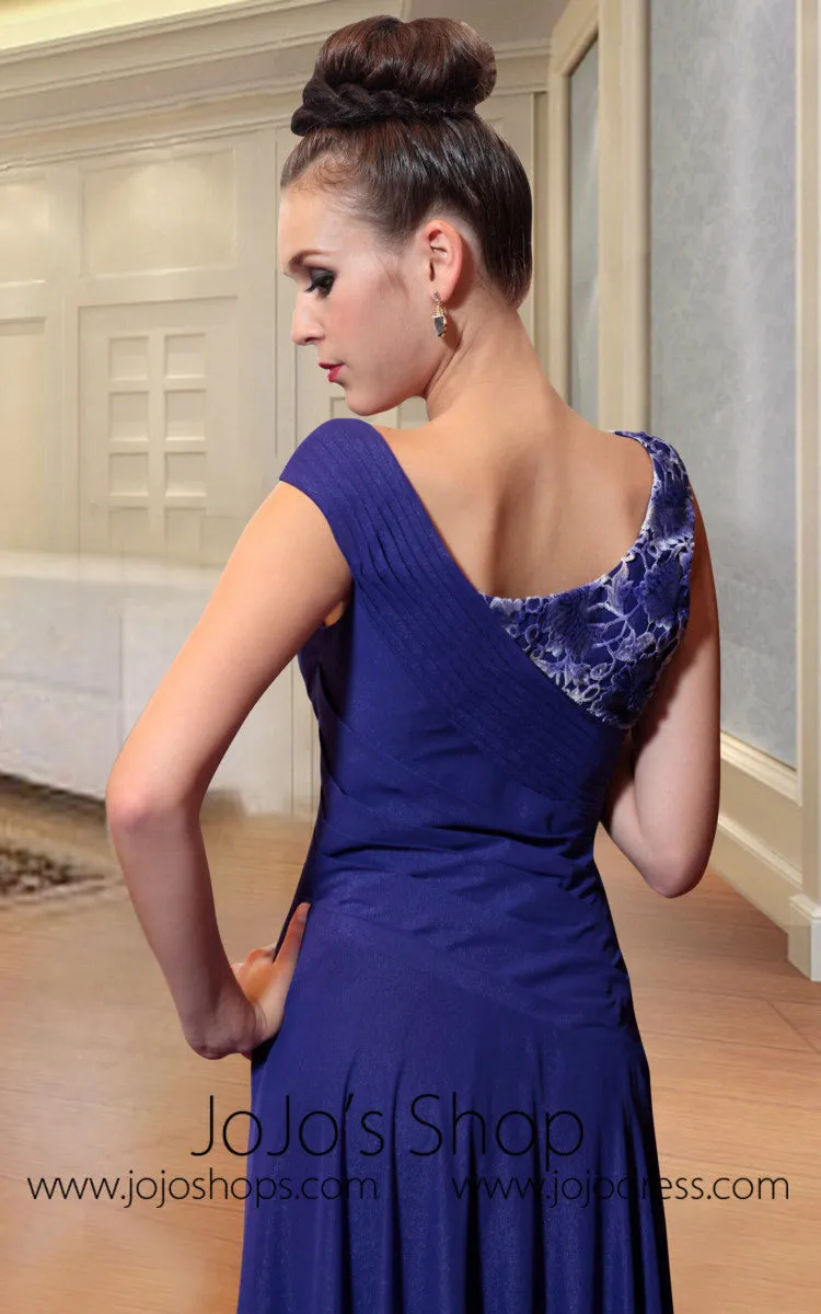 Dark Blue Jeweled Evening Prom Formal Dress