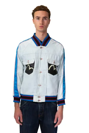 Evisu Stripe Collar Denim Button Up Jacket