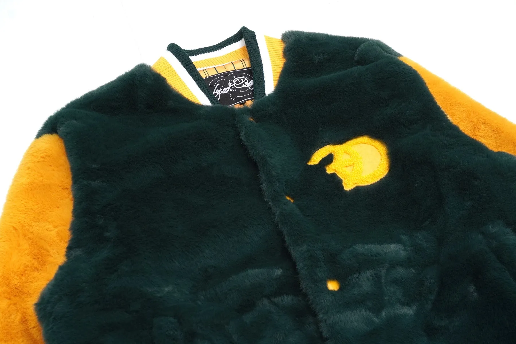 F1010 Marc Rabbit Fur Varsity Jacket - Green