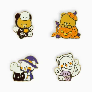 Halloween Special Glow In The Dark Enamel Pin: 4-Pack Bundle