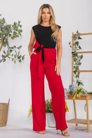 HH751R-S - COLOR BLOCK JUMPSUIT