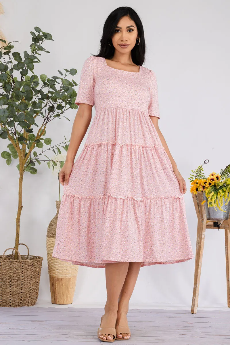 JR778X-DITSYFLOWER - PUFF SLEEVE MIDI COCKTAIL DRESS