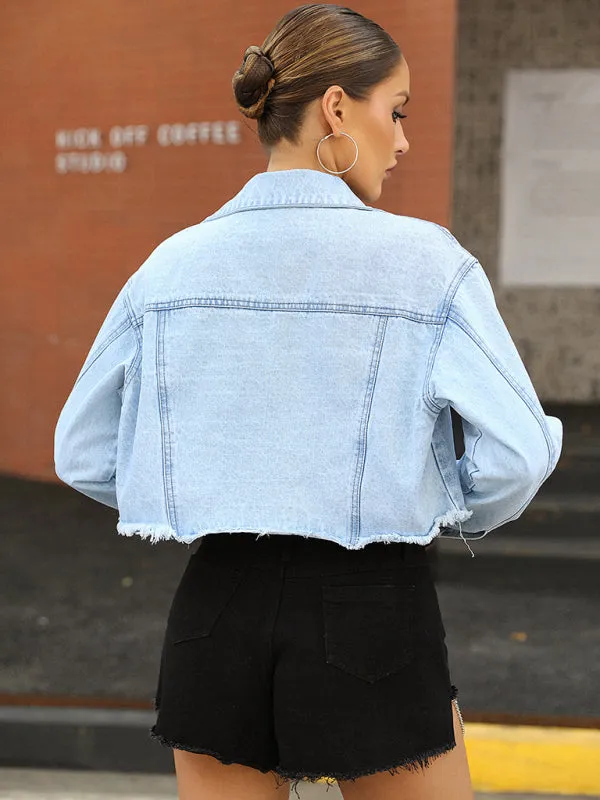 Ladies Fashion Loose Cropped Denim Jacket