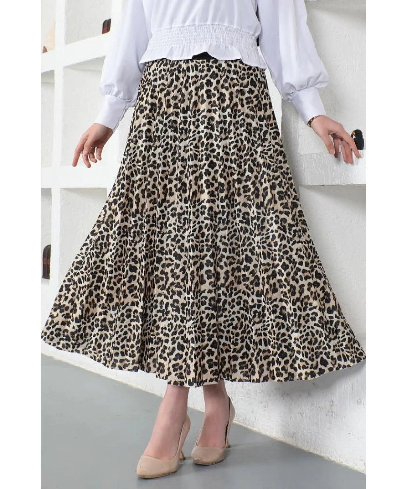 Leopard Patterned Womens Long Skirt - Maxi Skirt