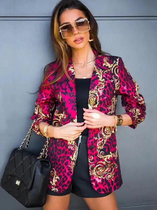 Long-sleeved lapel digital printing suit small jacket women’s clothing