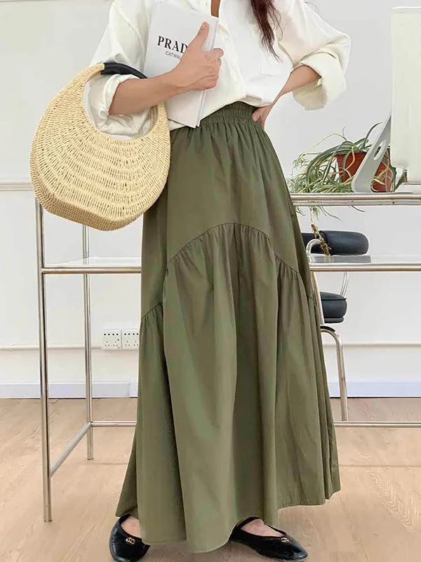 Loose Pleated Split-Joint Skirts Bottoms