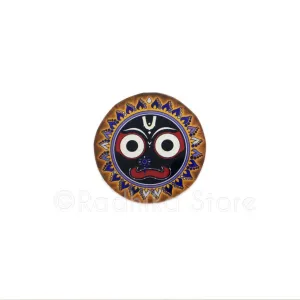 Lord Jagannath Blue Flame Lotus Acrylic Button