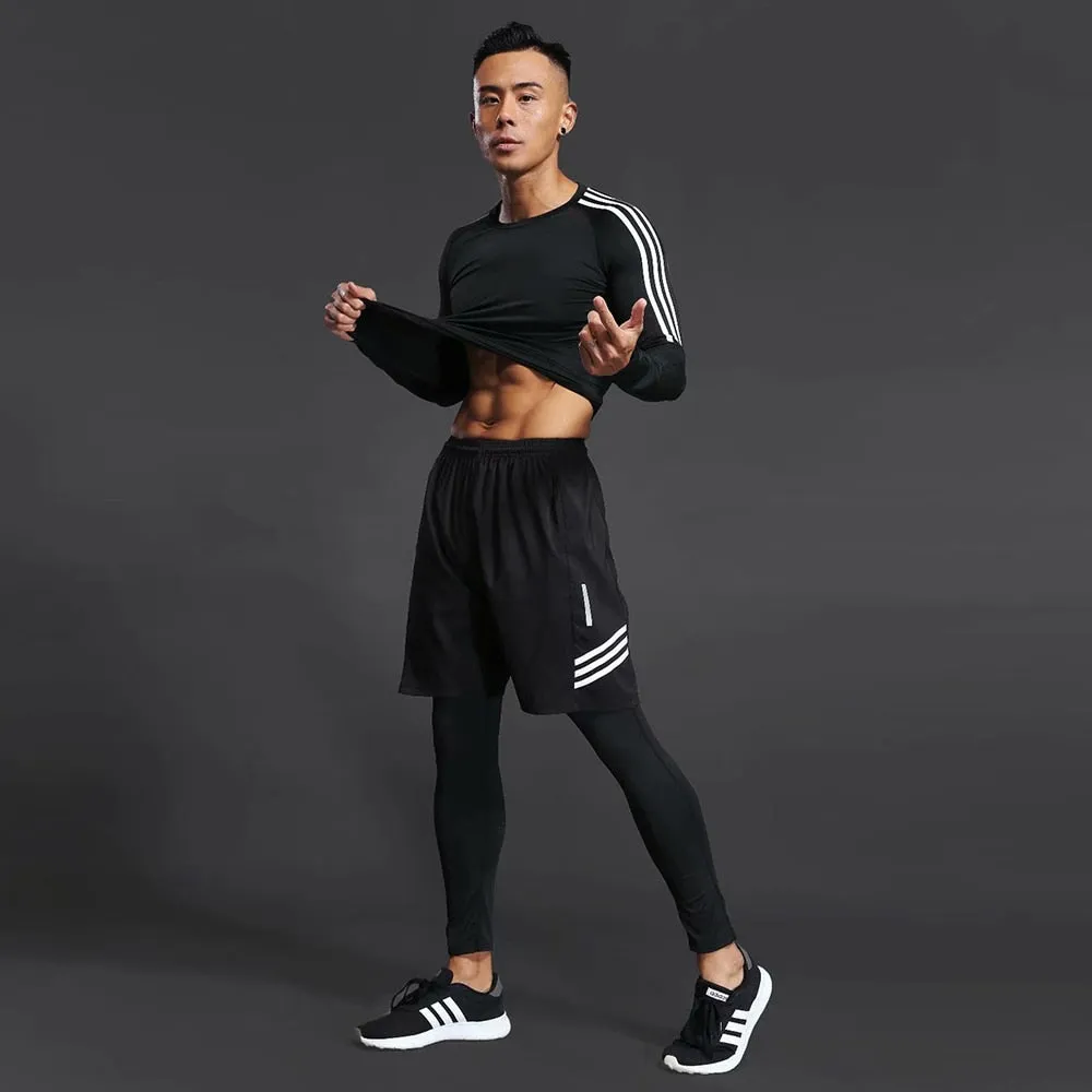 Men Compression Sportswear Sport Suits Quick Dry Clothing Sets Running Runners Sports Gym Training Fitness Running Training Set