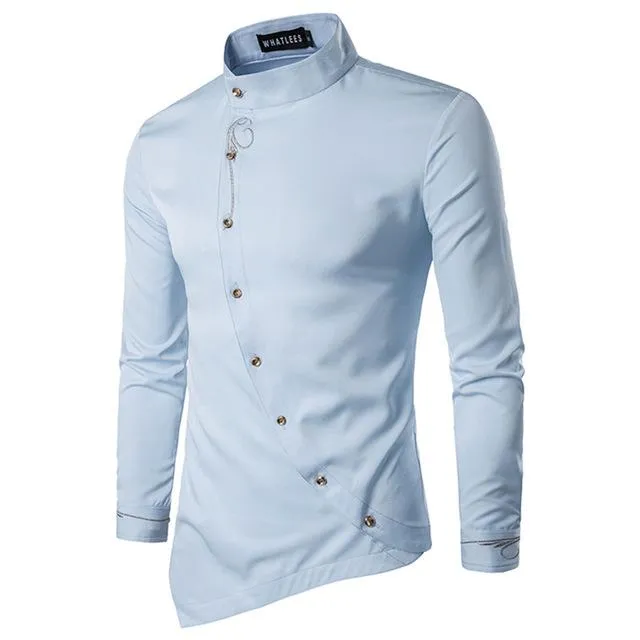 Men's Oblique Button-Up Casual Shirt