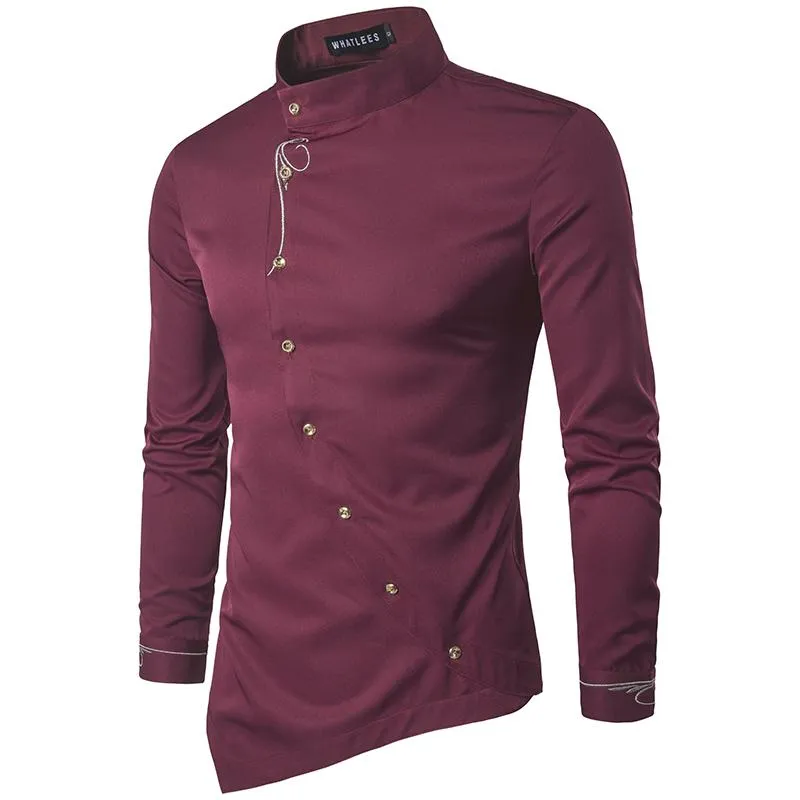 Men's Oblique Button-Up Casual Shirt