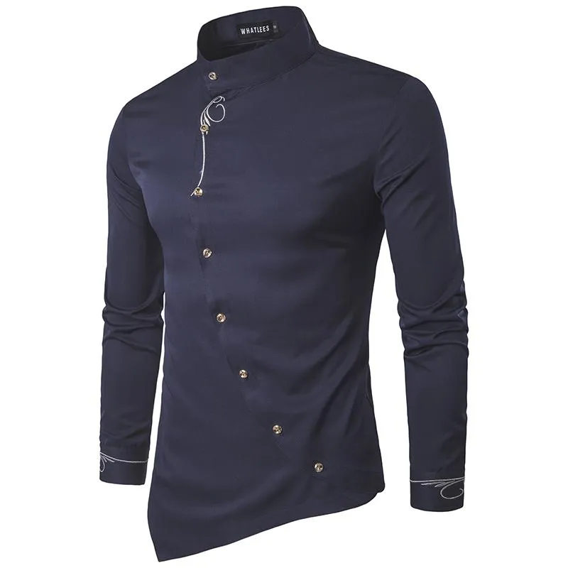 Men's Oblique Button-Up Casual Shirt