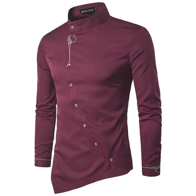 Men's Oblique Button-Up Casual Shirt