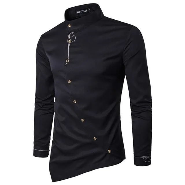 Men's Oblique Button-Up Casual Shirt