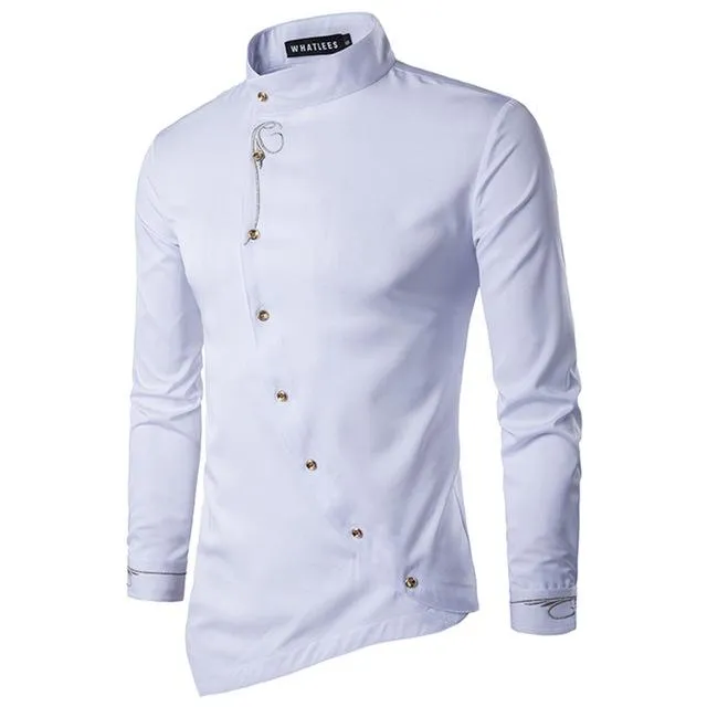 Men's Oblique Button-Up Casual Shirt