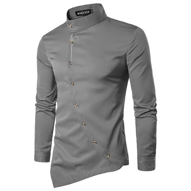 Men's Oblique Button-Up Casual Shirt