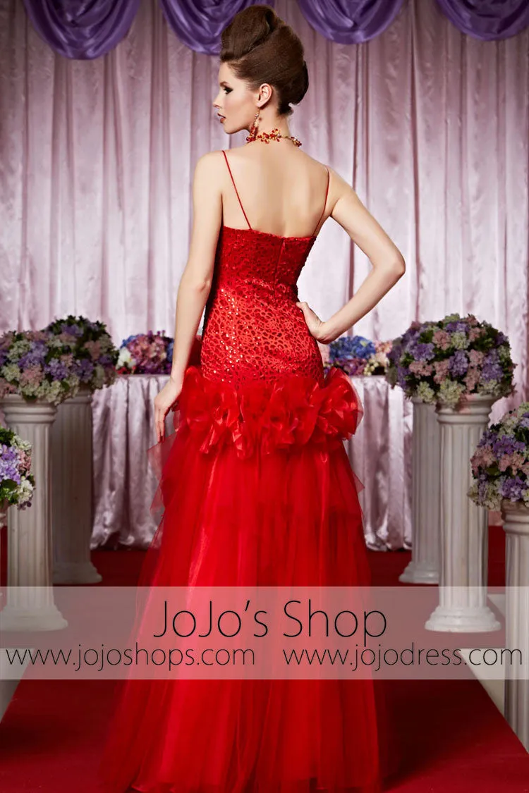 Red Sweetheart Tulle Long Elegant Prom Formal Evening Dress CX830503