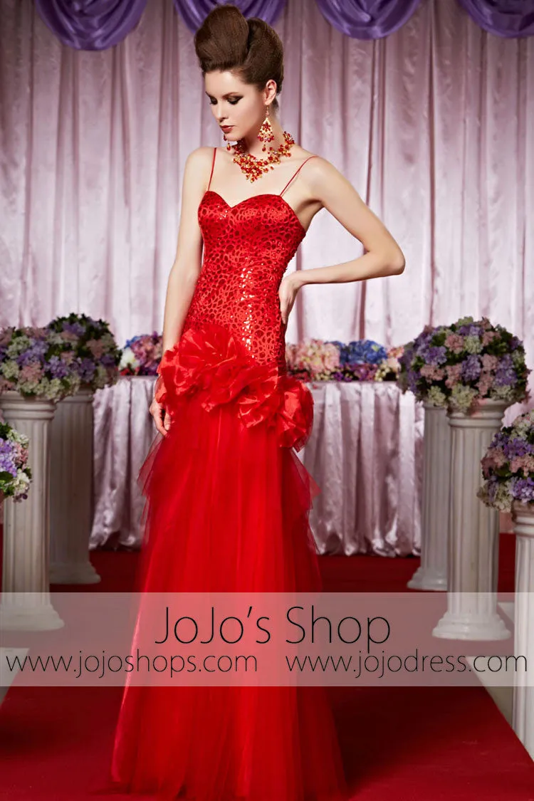 Red Sweetheart Tulle Long Elegant Prom Formal Evening Dress CX830503