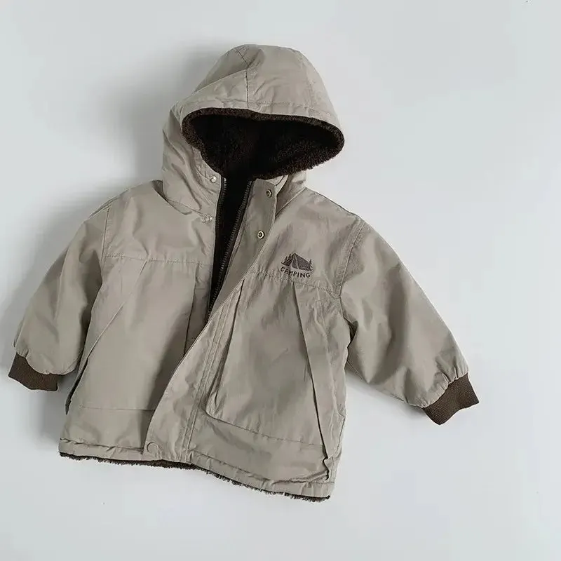 Reversible Hooded Fleece Winter Jacket