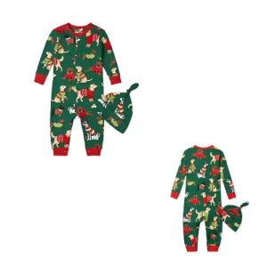 Romper  W Hat Green  Dogs Woofing Christmas Infant  Dr2chdo002