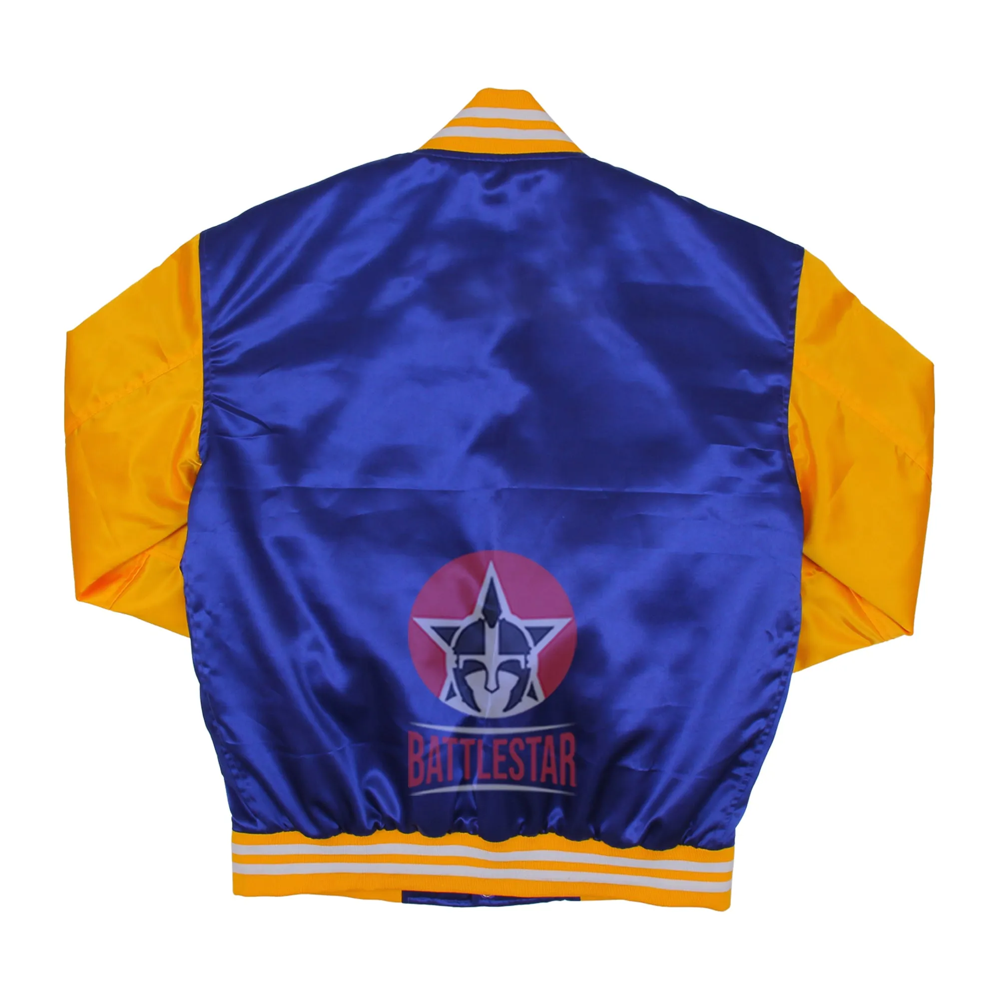 Royal Blue & Gold Yellow Satin Fabric Varsity Baseball Jacket