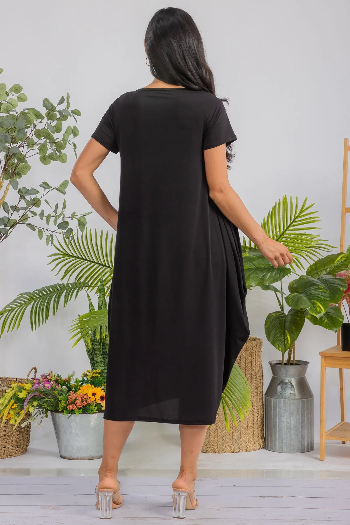 SAN151R-S - SHORT SLEEVE MIDI DRESS