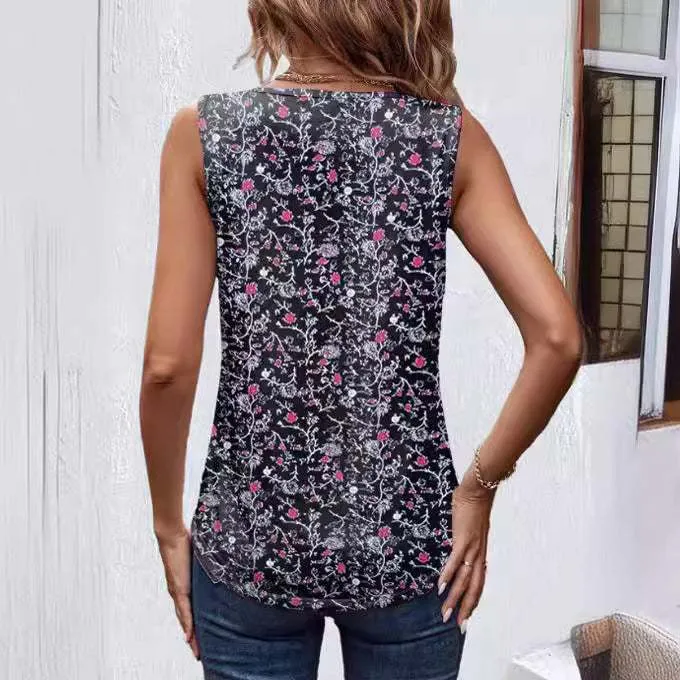 Summer Dresses V-collar Contrast  Customized  Sleeveless  Casual  Vest