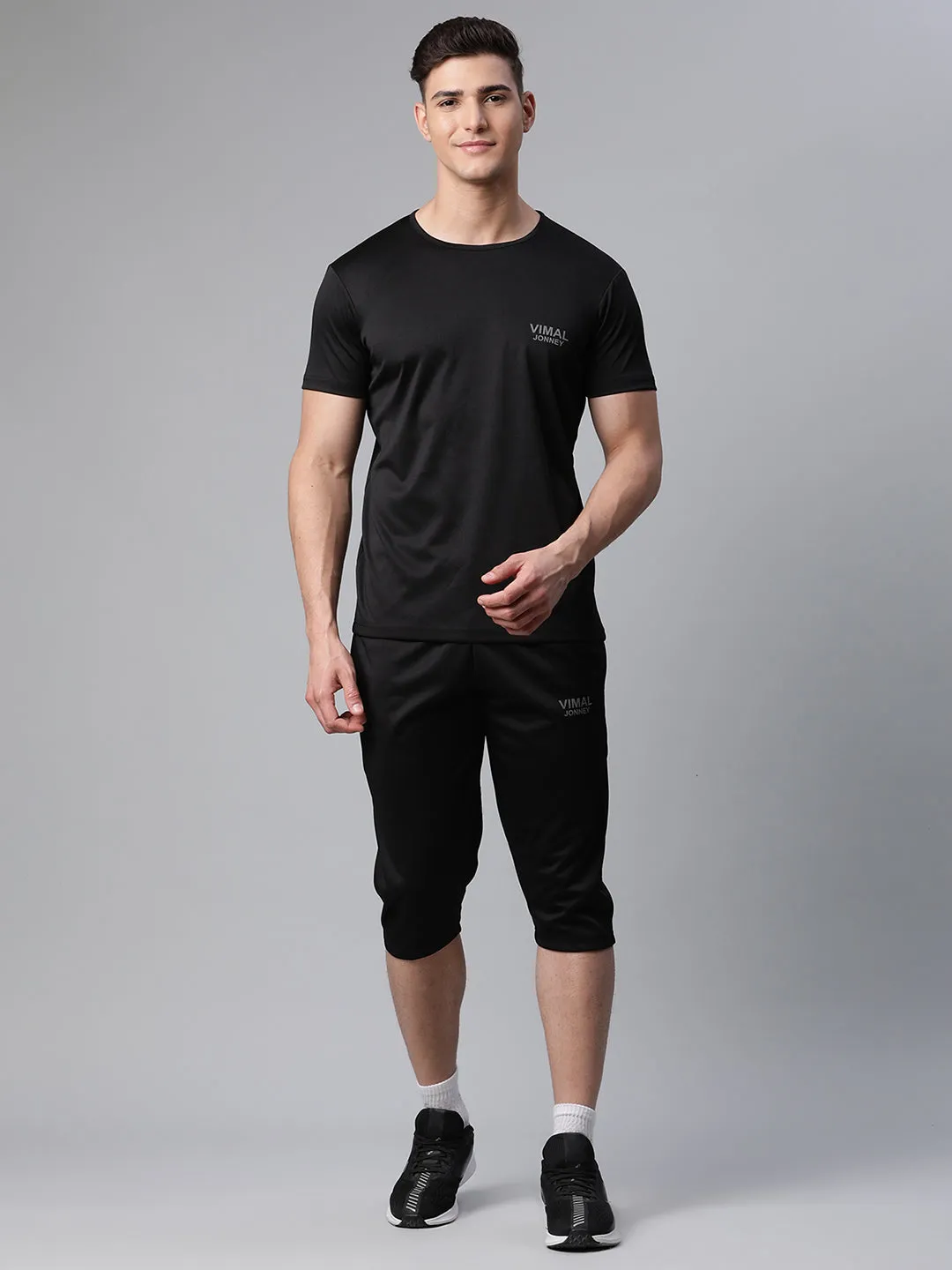 Vimal Jonney Dryfit Solid Black Tracksuit for Men