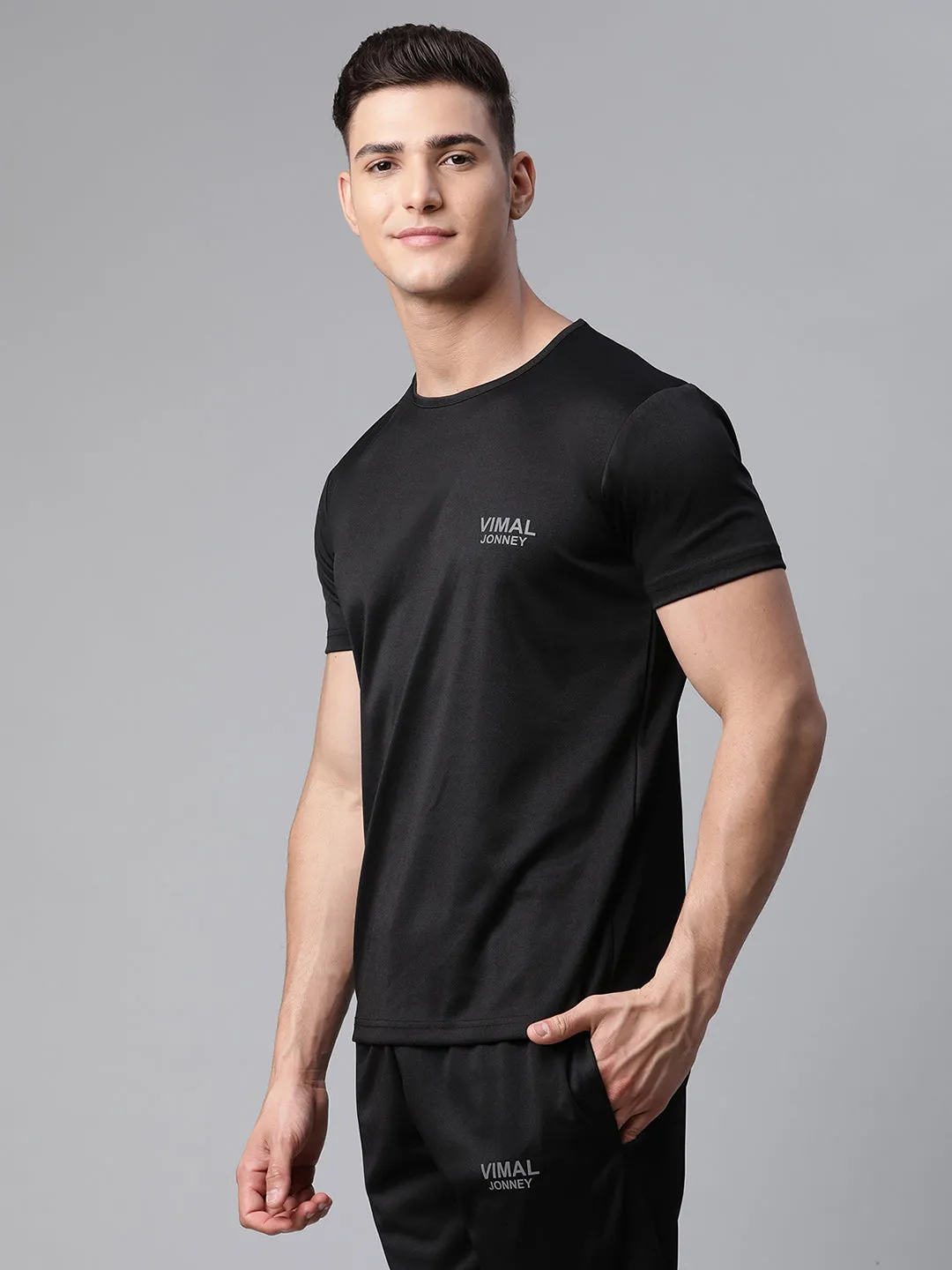 Vimal Jonney Dryfit Solid Black Tracksuit for Men