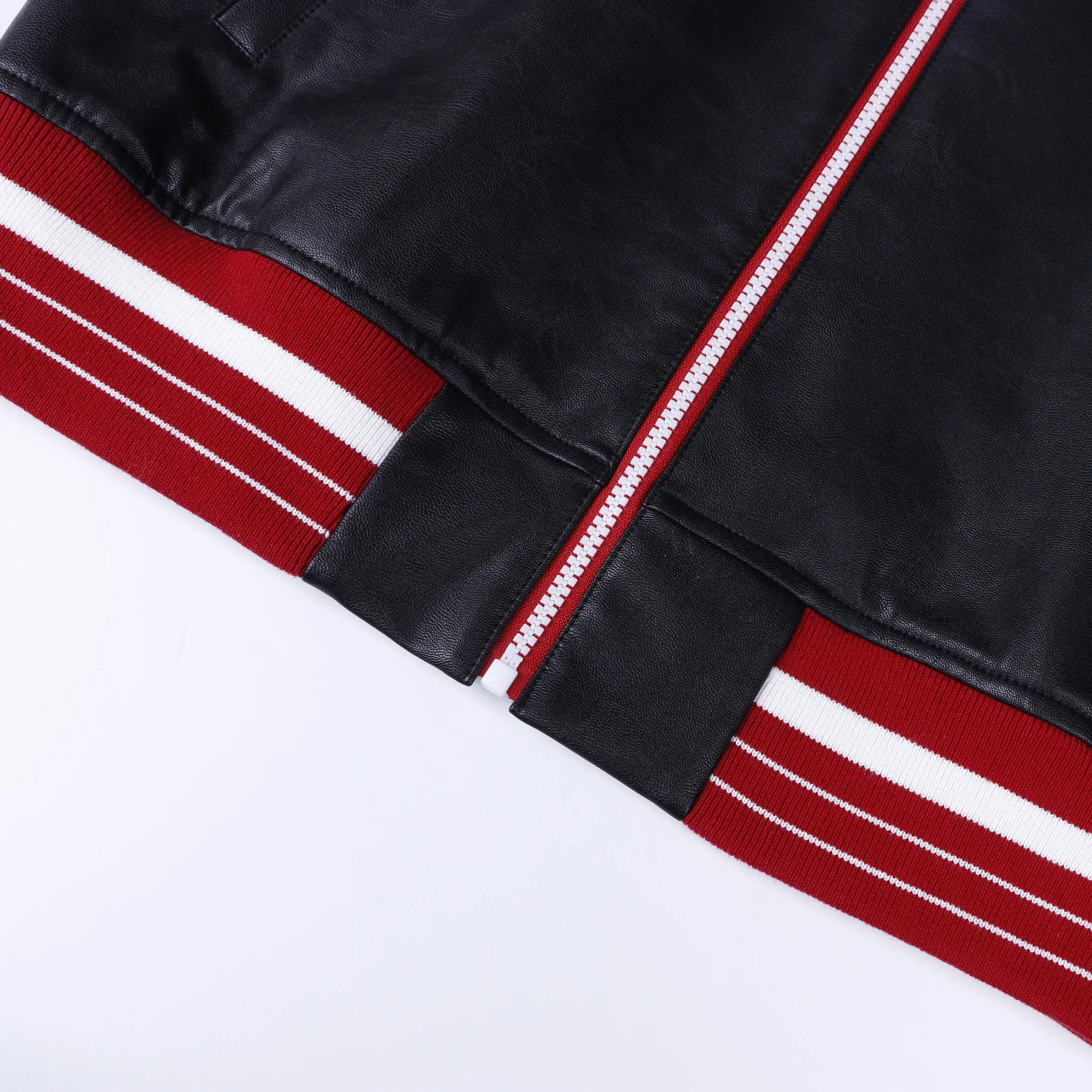 Washed Faux Leather Baseball Jacket